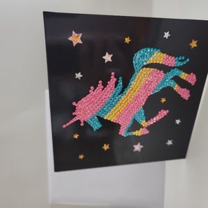 Handmade Unicorn Diamond Painting Greeting Card